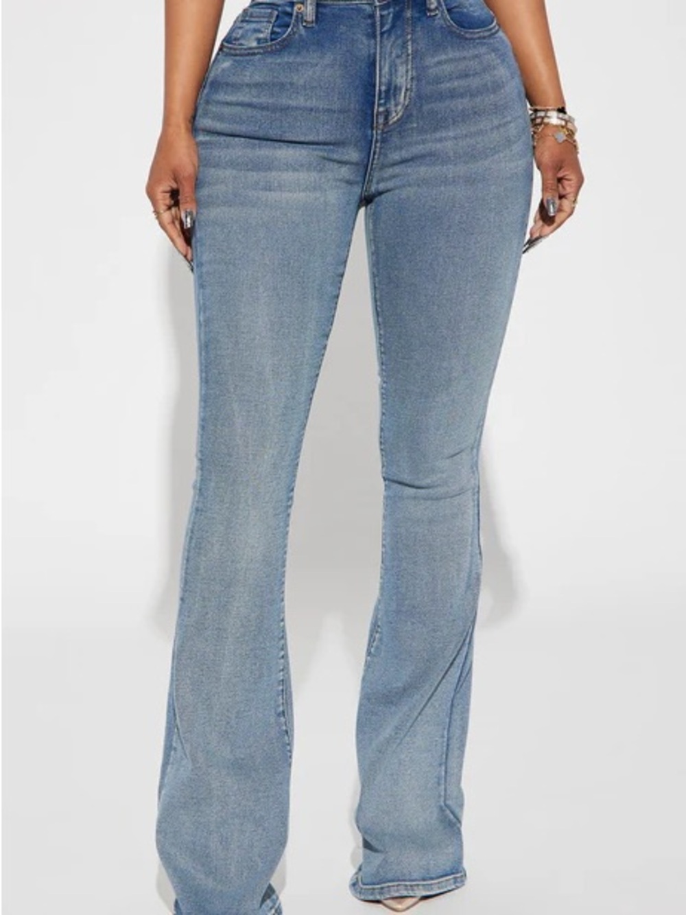 High-Waist Vintage Wash Flared Women’s Jeans